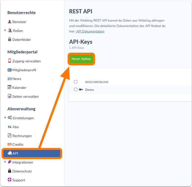 API Key erstellen