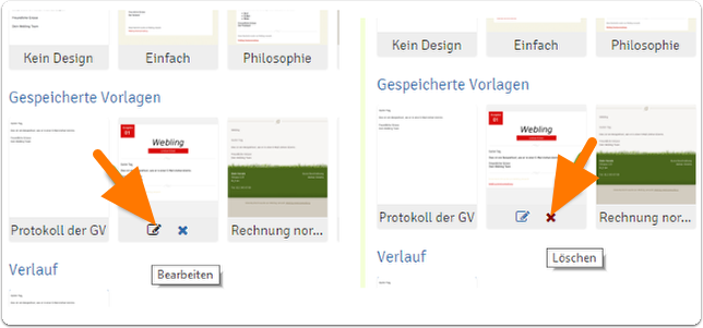 Vorlagen bearbeiten und löschen